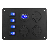 4 Gang 12V Switch Panel Rocker ON-OFF Toggle USB/Socket/Voltmeter