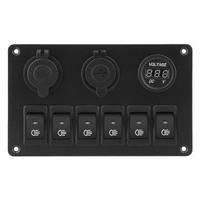 6 Gang 12V Switch Panel Control USB ON-OFF LED Rocker Toggle