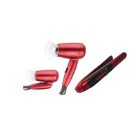 12V Pack Portable Hair Dryer &amp; Straightener Red