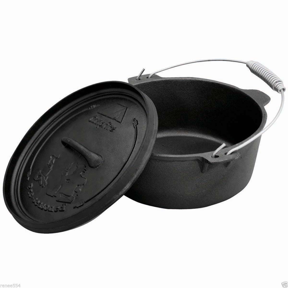 9 Quart Camp Oven Cast Iron Caravan Cookware Pot Pan ...